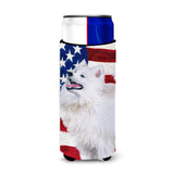 Caroline'S Treasures Samoyed Patriotic Decorative Can Hugger, Slim, Multicolor
