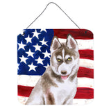 Caroline'S Treasures Siberian Husky Grey Patriotic Metal Print, 6H X 6W, Usa American Flag