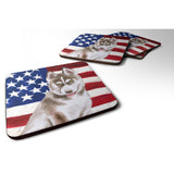 Caroline'S Treasures Siberian Husky Grey Patriotic Decorative Coasters, Multicolor