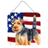 Caroline'S Treasures Welsh Terrier Patriotic Metal Print, 6H X 6W, Usa American Flag