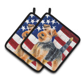 Caroline'S Treasures Welsh Terrier Patriotic Decorated Pot Holder, 7.5H X 7.5W, Usa American Flag