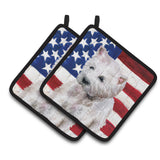 Caroline'S Treasures Westie Patriotic Decorated Pot Holder, 7.5H X 7.5W, Usa American Flag