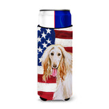 Caroline'S Treasures Afghan Hound Patriotic Decorative Can Hugger, Slim, Multicolor