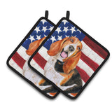 Caroline'S Treasures Basset Hound Patriotic Decorated Pot Holder, 7.5H X 7.5W, Usa American Flag