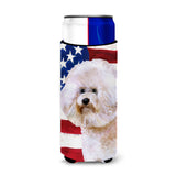 Caroline'S Treasures Bichon Frise #2 Patriotic Decorative Can Hugger, Slim, Multicolor