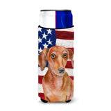 Caroline'S Treasures Red Dachshund Patriotic Decorative Can Hugger, Slim, Multicolor