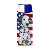 Caroline'S Treasures Dalmatian Puppy Patriotic Decorative Can Hugger, Slim, Multicolor