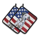 Caroline'S Treasures Dalmatian Puppy Patriotic Decorated Pot Holder, 7.5H X 7.5W, Usa American Flag