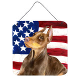 Caroline'S Treasures Doberman Pinscher Patriotic Metal Print, 6H X 6W, Usa American Flag