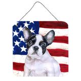 Caroline'S Treasures French Bulldog Black White Patriotic Metal Print, 6H X 6W, Usa American Flag