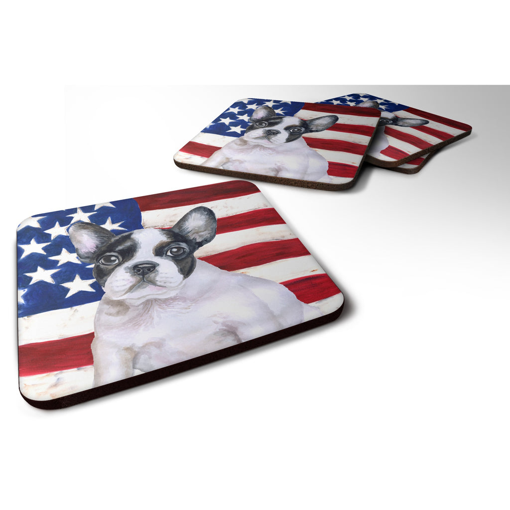 Caroline'S Treasures French Bulldog Black White Patriotic Decorative Coasters