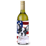 Caroline'S Treasures French Bulldog Black White Patriotic Decorative Bottle Hugger, 750Ml, Multicolor