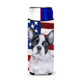Caroline'S Treasures French Bulldog Black White Patriotic Decorative Can Hugger, Slim, Multicolor