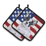 Caroline'S Treasures French Bulldog Black White Patriotic Decorated Pot Holder, 7.5H X 7.5W, Usa American Flag