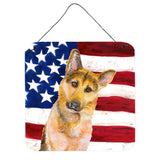 Caroline'S Treasures German Shepherd #2 Patriotic Metal Print, 6H X 6W, Usa American Flag