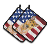 Caroline'S Treasures German Shepherd #2 Patriotic Decorated Pot Holder, 7.5H X 7.5W, Usa American Flag