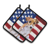 Caroline'S Treasures Jack Russell Terrier #2 Patriotic Decorated Pot Holder, 7.5H X 7.5W, Usa American Flag