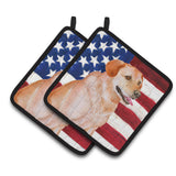 Caroline'S Treasures Labrador Retriever Patriotic Decorated Pot Holder, 7.5H X 7.5W, Usa American Flag