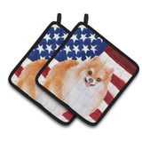 Caroline'S Treasures Pomeranian #2 Patriotic Decorated Pot Holder, 7.5H X 7.5W, Usa American Flag