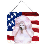 Caroline'S Treasures White Standard Poodle Patriotic Metal Print, 6H X 6W, Usa American Flag