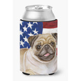 Caroline'S Treasures Fawn Pug Patriotic Decorative Can Hugger, Multicolor