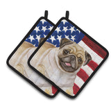 Caroline'S Treasures Fawn Pug Patriotic Decorated Pot Holder, 7.5H X 7.5W, Usa American Flag