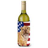 Caroline'S Treasures Shar Pei Puppy Patriotic Decorative Bottle Hugger, 750Ml, Multicolor