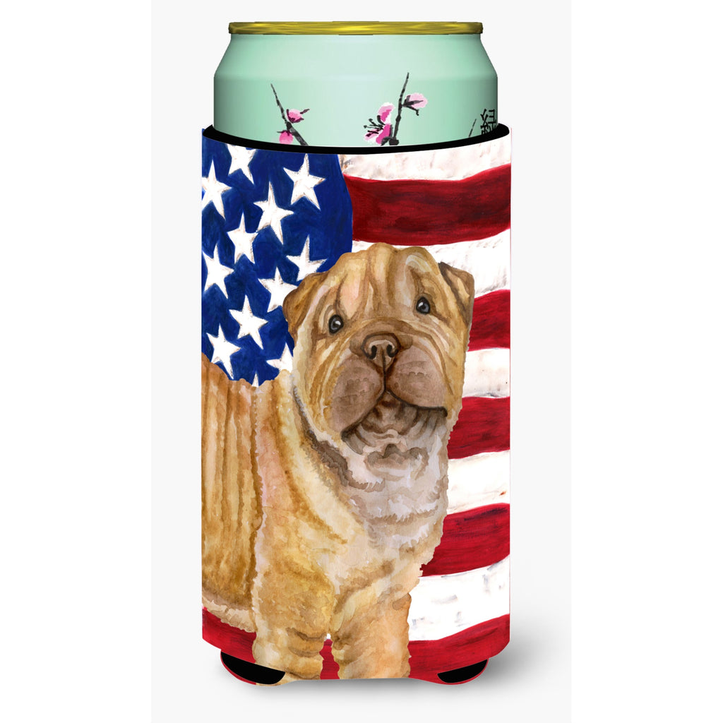Caroline'S Treasures Shar Pei Puppy Patriotic Decorative Can Hugger, Tall Boy