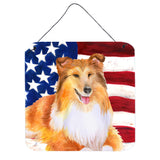 Caroline'S Treasures Sheltie Patriotic Metal Print, 6H X 6W, Usa American Flag