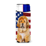 Caroline'S Treasures Tibetan Mastiff Patriotic Decorative Can Hugger, Slim, Multicolor