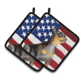 Caroline'S Treasures Miniature Pinscher #2 Patriotic Decorated Pot Holder, 7.5H X 7.5W, Usa American Flag