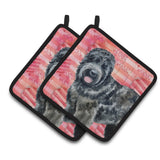Caroline'S Treasures Black Russian Terrier Decorated Pot Holder, 7.5H X 7.5W, Love Is A Dog