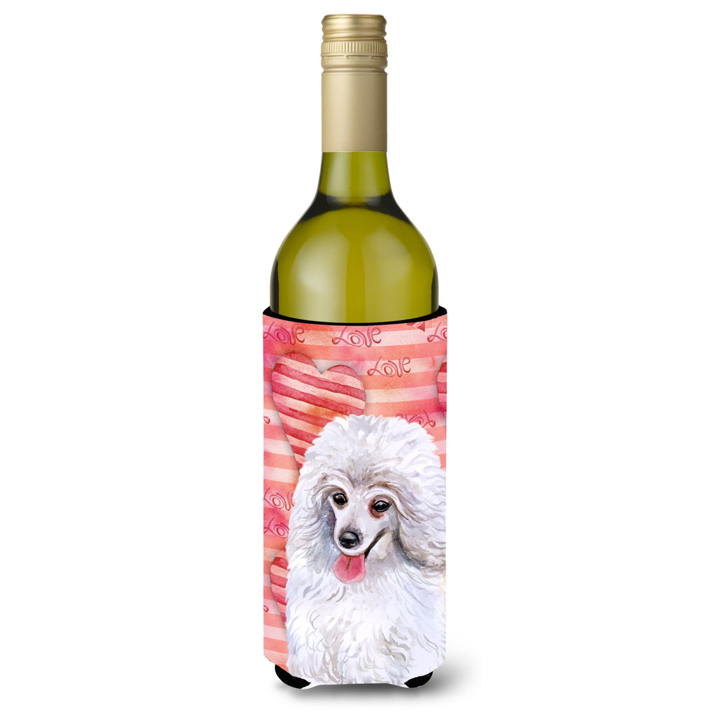 Caroline's Treasures Medium White Poodle Love Decorative Bottle Hugger