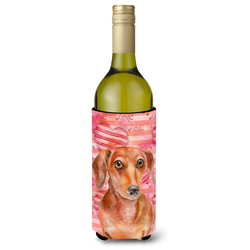 Caroline'S Treasures Red Tan Dachshund Winter Decorative Bottle Hugger - Thumbnail 2