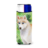 Caroline'S Treasures Siberian Husky St Patrick'S Decorative Can Hugger, Slim, Multicolor