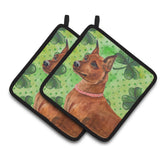 Caroline'S Treasures Miniature Pinscher Decorated Pot Holder, 7.5H X 7.5W, St Patrick'S Day