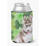 Caroline'S Treasures Siberian Husky Grey St Patrick'S Decorative Can Hugger, Multicolor