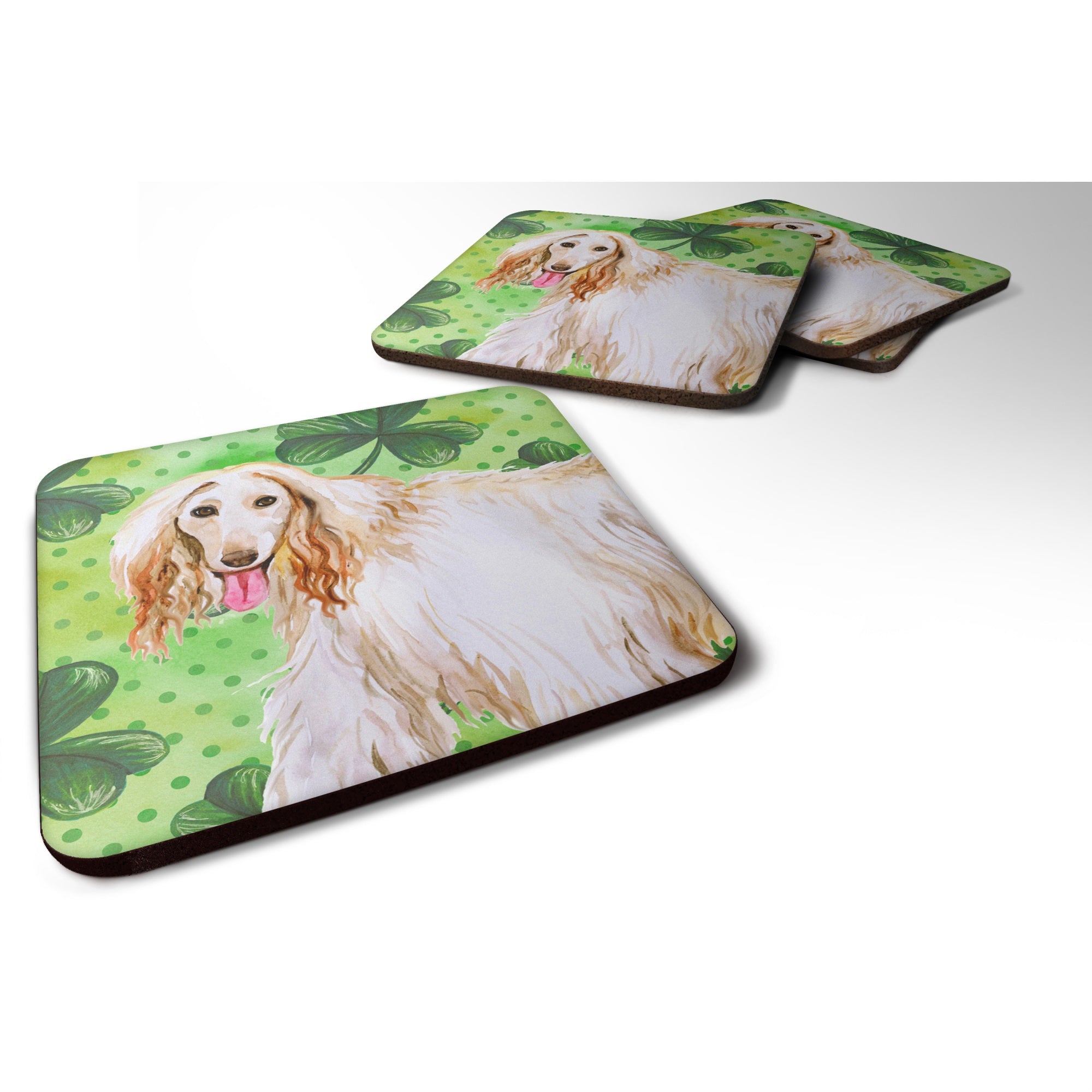 Caroline'S Treasures Afghan Hound St Patrick'S Decorative Coasters, Multicolor