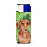 Caroline'S Treasures Red Dachshund St Patrick'S Decorative Can Hugger, Slim, Multicolor