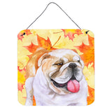 Caroline'S Treasures English Bulldog Metal Print, 6H X 6W, Fall Leaves