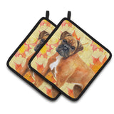 Caroline'S Treasures German Boxer Decorated Pot Holder, 7.5H X 7.5W, Fall Leaves