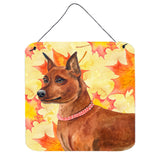 Caroline'S Treasures Miniature Pinscher Metal Print, 6H X 6W, Fall Leaves