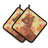 Caroline'S Treasures Miniature Pinscher Decorated Pot Holder, 7.5H X 7.5W, Fall Leaves
