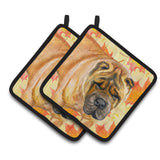 Caroline'S Treasures Shar Pei Decorated Pot Holder, 7.5H X 7.5W, Fall Leaves