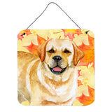 Caroline'S Treasures Golden Retriever Metal Print, 6H X 6W, Fall Leaves