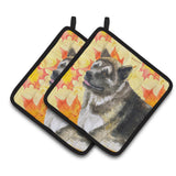 Caroline'S Treasures American Akita Decorated Pot Holder, 7.5H X 7.5W, Fall Leaves