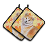 Caroline'S Treasures Shiba Inu Decorated Pot Holder, 7.5H X 7.5W, Fall Leaves