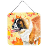 Caroline'S Treasures Saint Bernard Metal Print, 6H X 6W, Fall Leaves