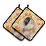 Caroline'S Treasures Pekingese Decorated Pot Holder, 7.5H X 7.5W, Fall Leaves