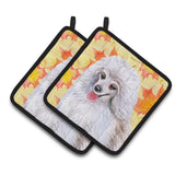 Caroline'S Treasures Medium White Poodle Decorated Pot Holder, 7.5H X 7.5W, Fall Leaves